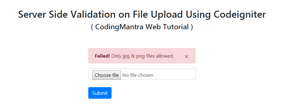 Server Side Validation on File Upload Using Codeigniter