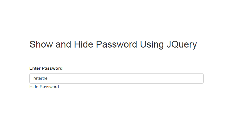 Show and Hide Password Using JQuery