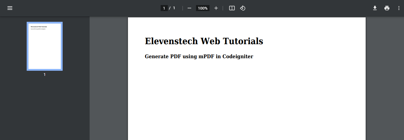 Generate PDF using mPDF in Codeigniter