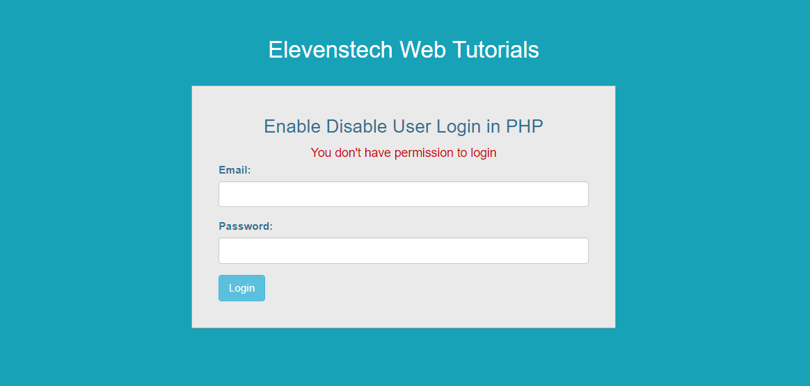Enable Disable User Login in PHP