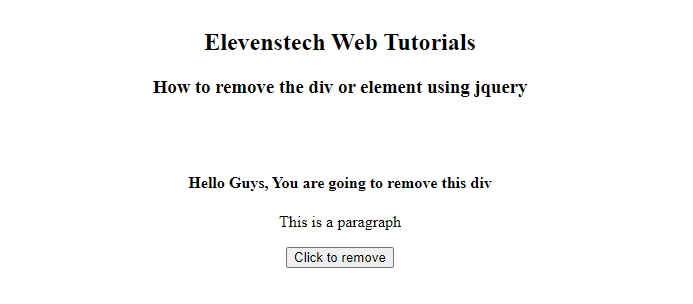 How to remove the div or element using jquery