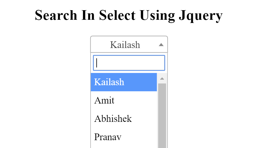 Search In Select Using JQuery
