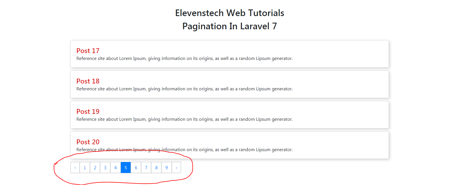 Pagination in Laravel 7