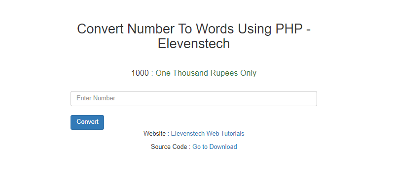 Convert Number To Words Using PHP